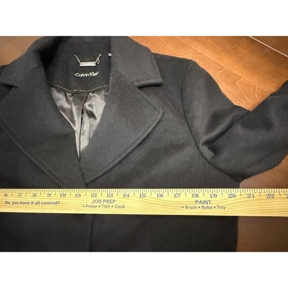 Calvin Klein Classic Single Breasted Wool Poly Cashmere Coat Black Sz 12 $440 - Picture 6 of 15